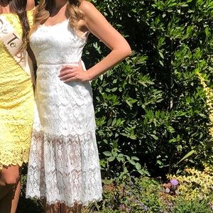 White lace midi dress from Lulus